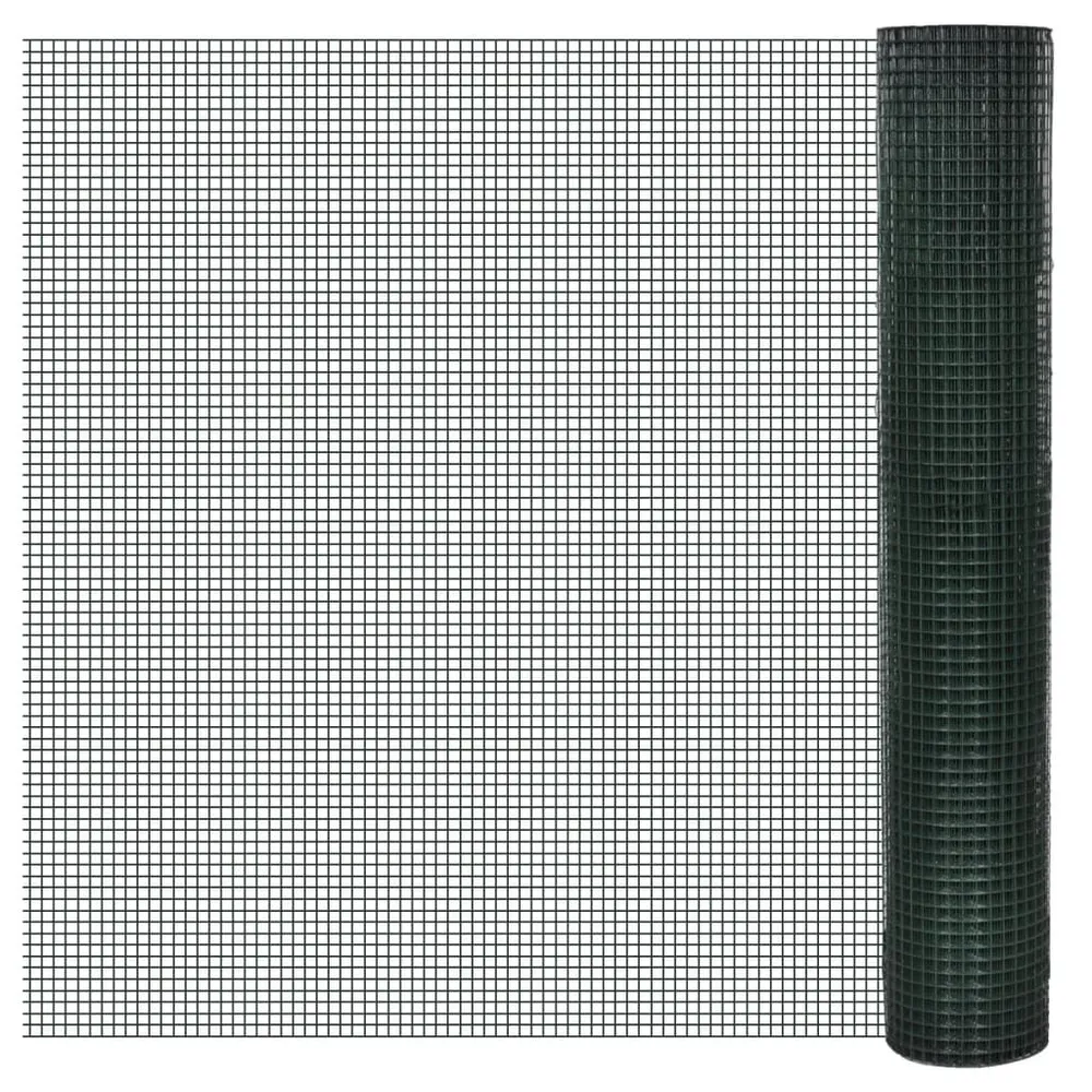 Grillage Acier galvanisé et revêtement en PVC 25 x 1 m Vert