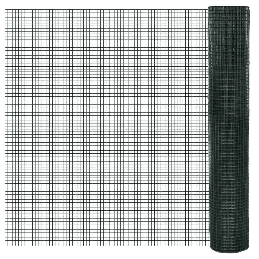 Grillage Acier galvanisé et revêtement en PVC 25 x 1 m Vert