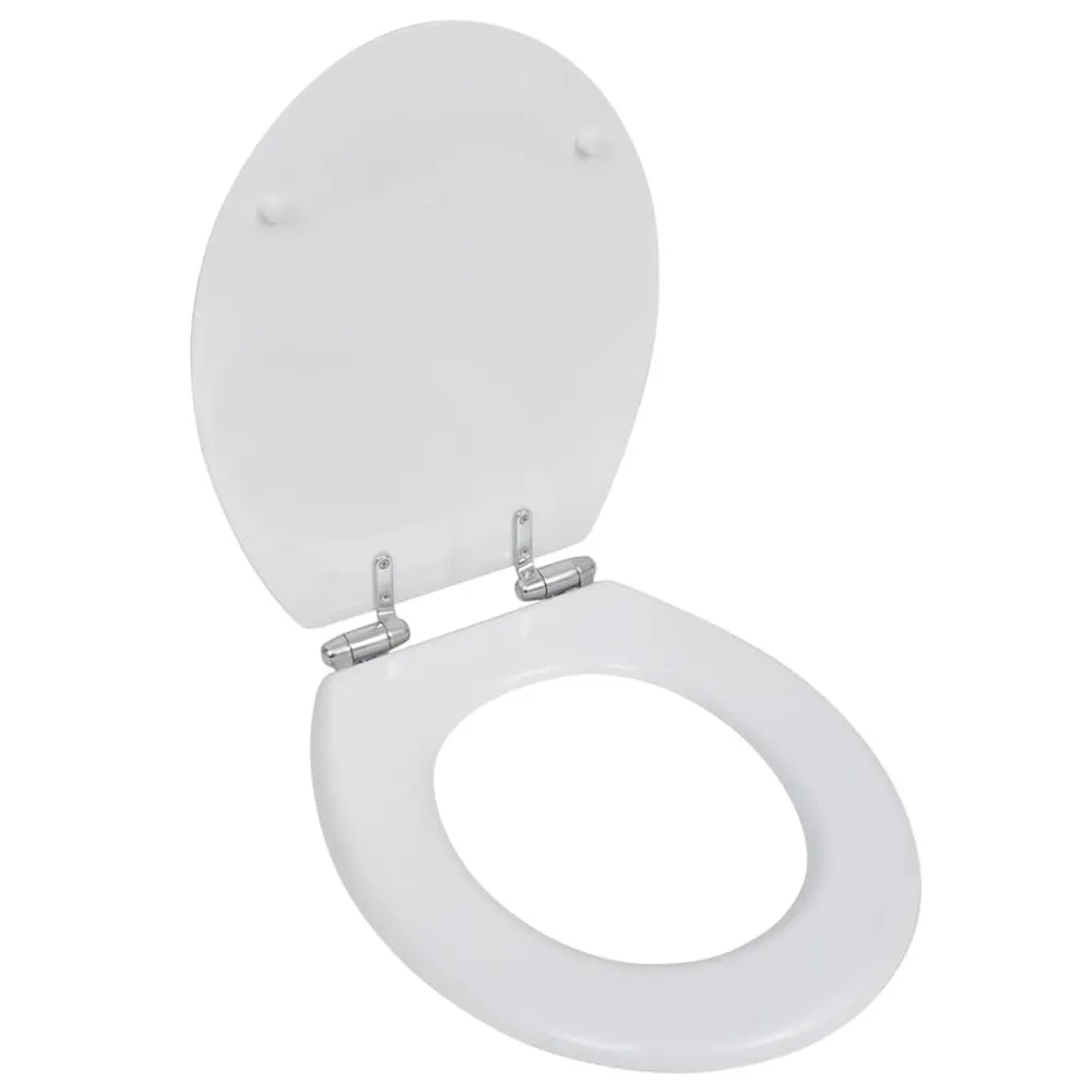 Siège de toilette MDF Couvercle à fermeture en douceur Blanc