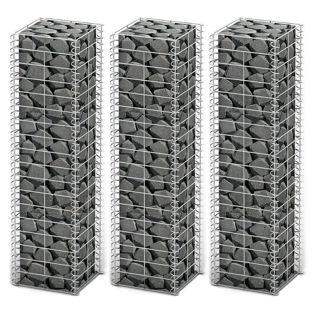 Jeu de panier de gabion 3 pcs Fil galvanisé 25x25x100 cm