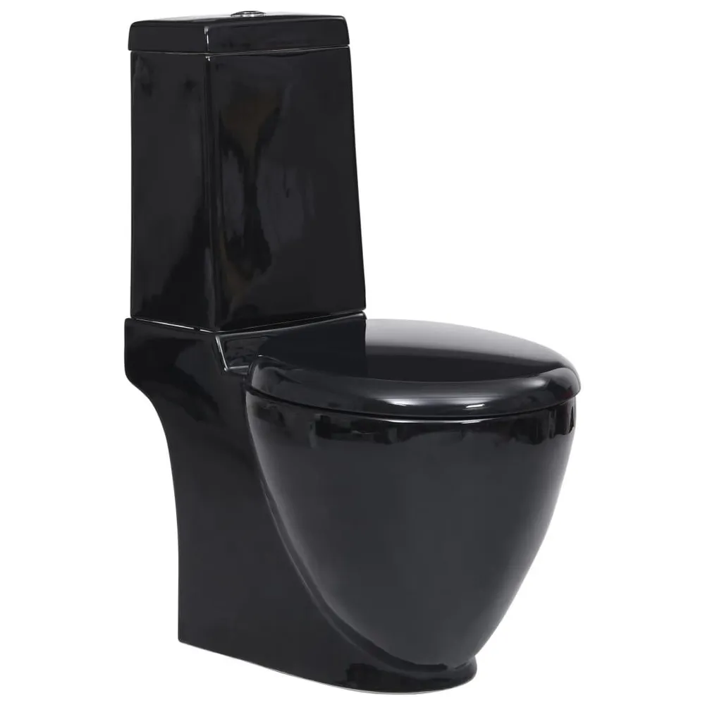 Toilette en céramique ronde écoulement d'eau au fond noir