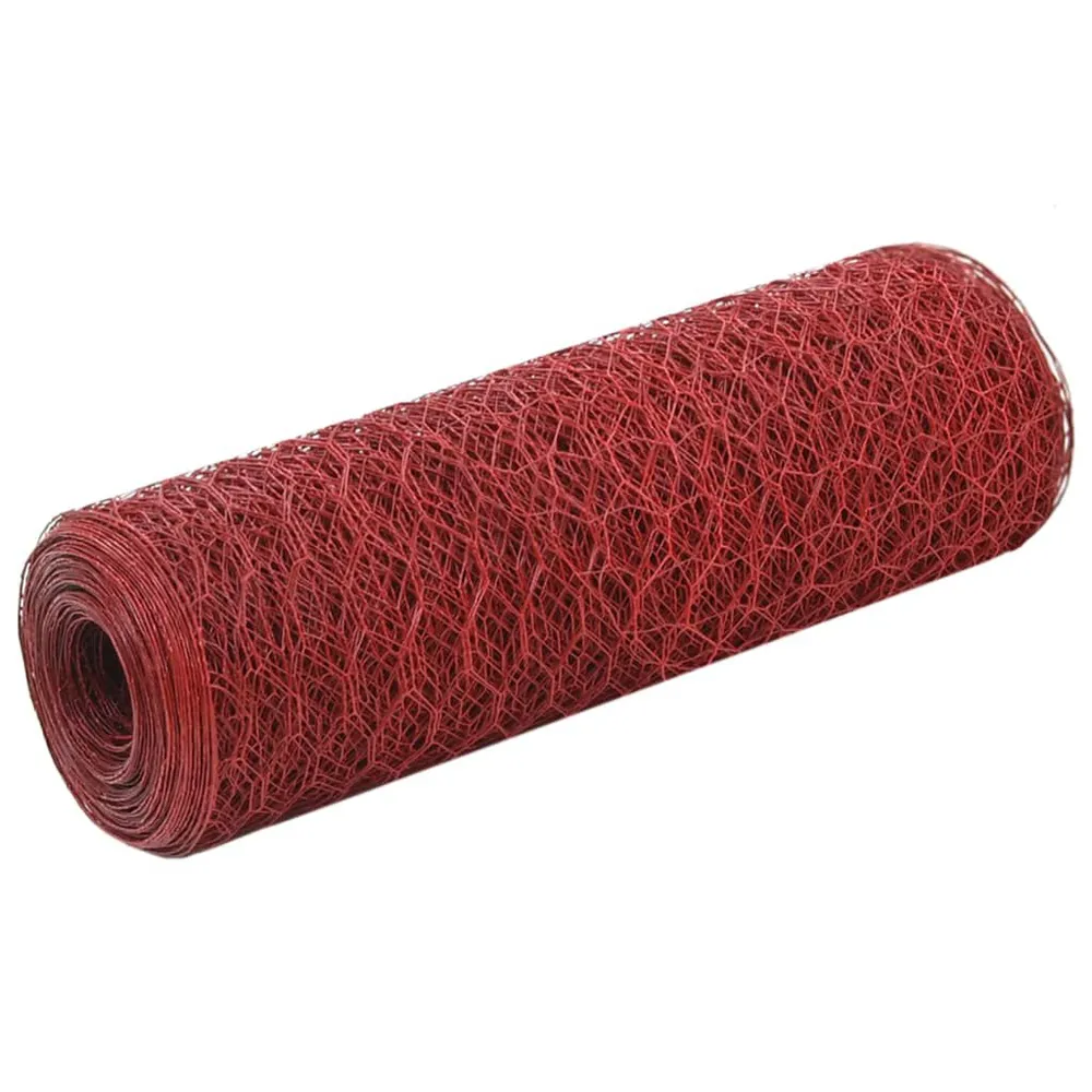 Grillage Acier avec revêtement en PVC 25x0,5 m Rouge