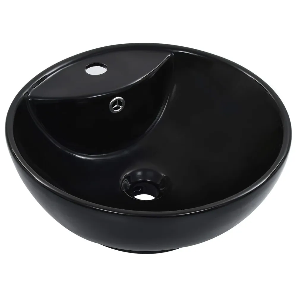 Lavabo avec trop-plein 46,5 x 18 cm Céramique Noir