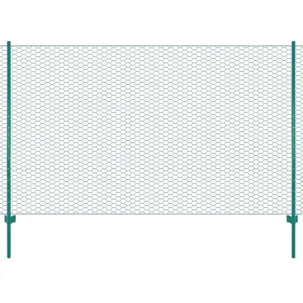 Clôture en grillage métallique avec poteaux Acier 25x2 m Vert