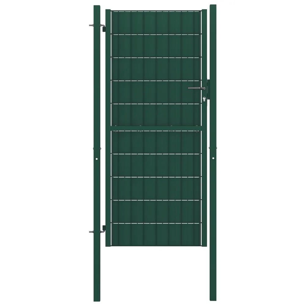 Portail de clôture PVC et acier 100x124 cm Vert