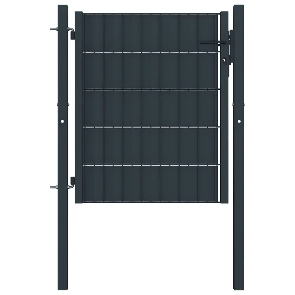 Portail de clôture PVC et acier 100x101 cm Anthracite