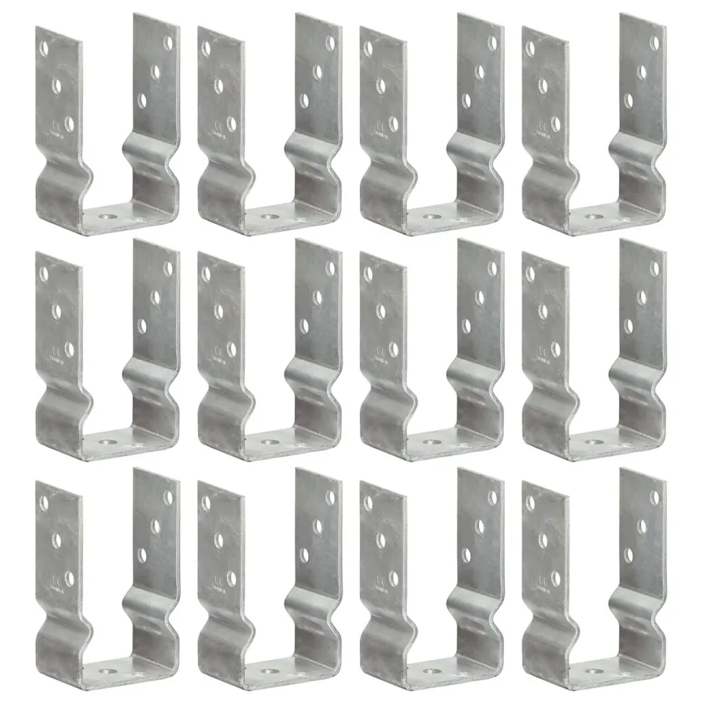 Piquets de clôture 12 pcs argenté 8x6x15 cm acier galvanisé