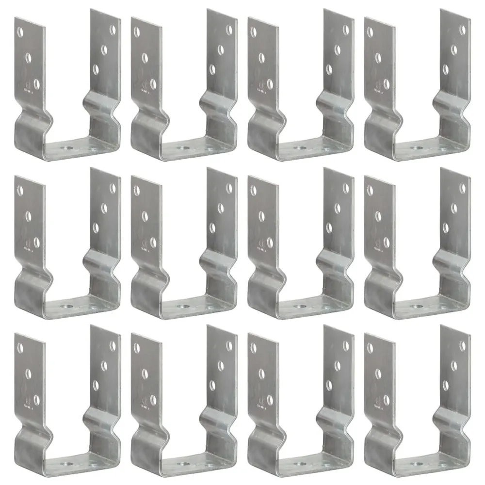 Piquets de clôture 12 pcs argenté 9x6x15 cm acier galvanisé