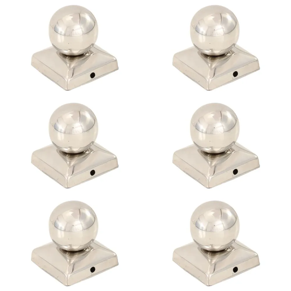 Bouchons de poteau 6 pcs Globe final Acier inoxydable 71x71 mm