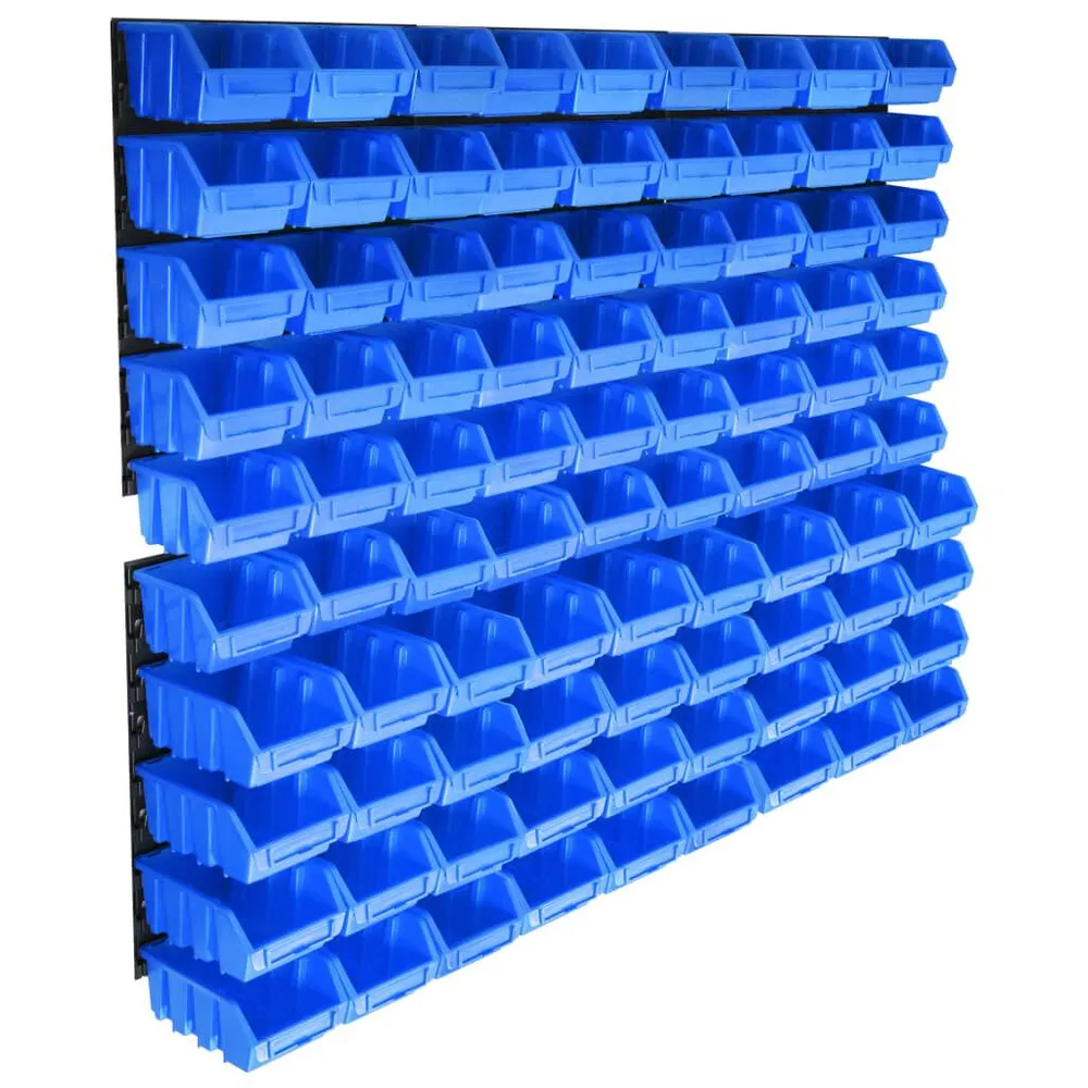 Kit de bacs de stockage avec panneaux muraux 96 pcs Bleu