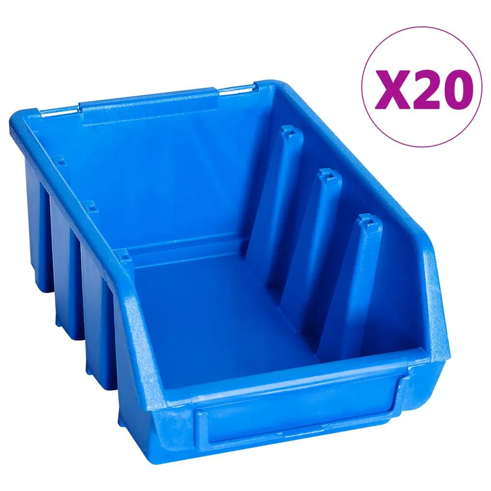 Bacs de rangement empilables 20 pcs bleu plastique