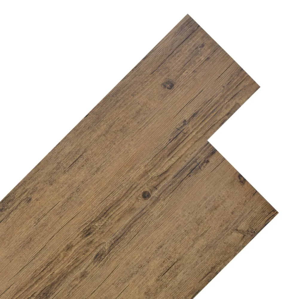 Planches de plancher PVC Non auto-adhésif 4,46 m² Marron noyer