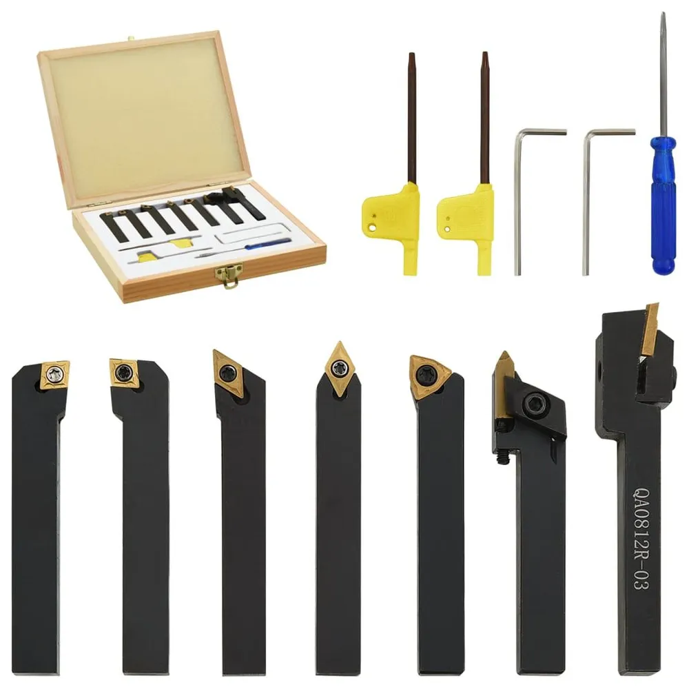 Jeu d’outils de tournage indexables 12 pcs 8x8 mm 70 mm