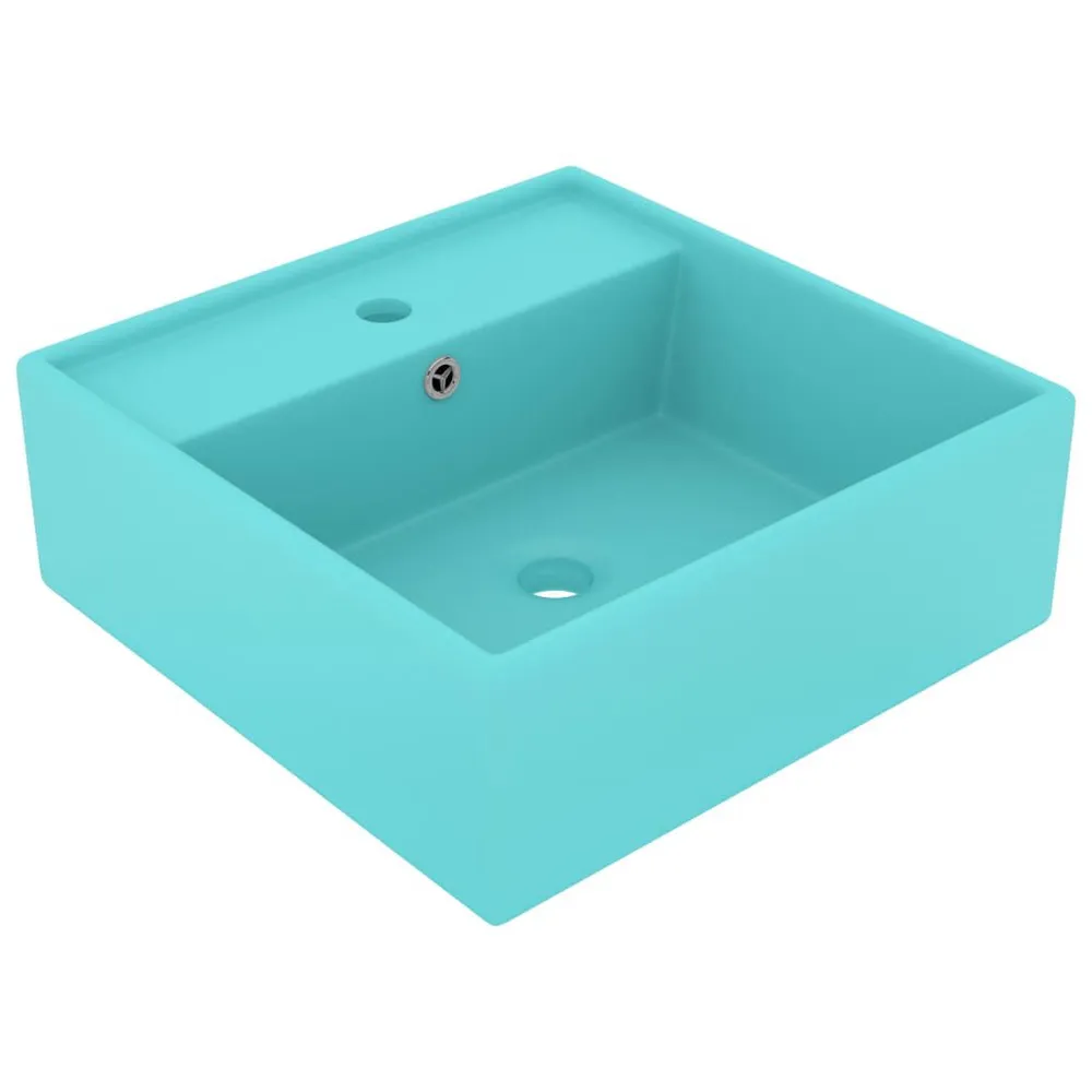 Lavabo carré à trop-plein Vert évident mat 41x41 cm Céramique