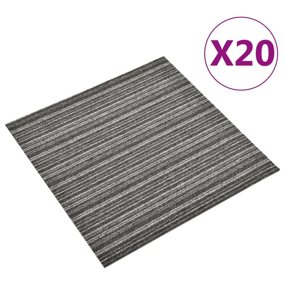 Dalles de tapis de sol 20 pcs 5 m² 50x50 cm Anthracite rayé