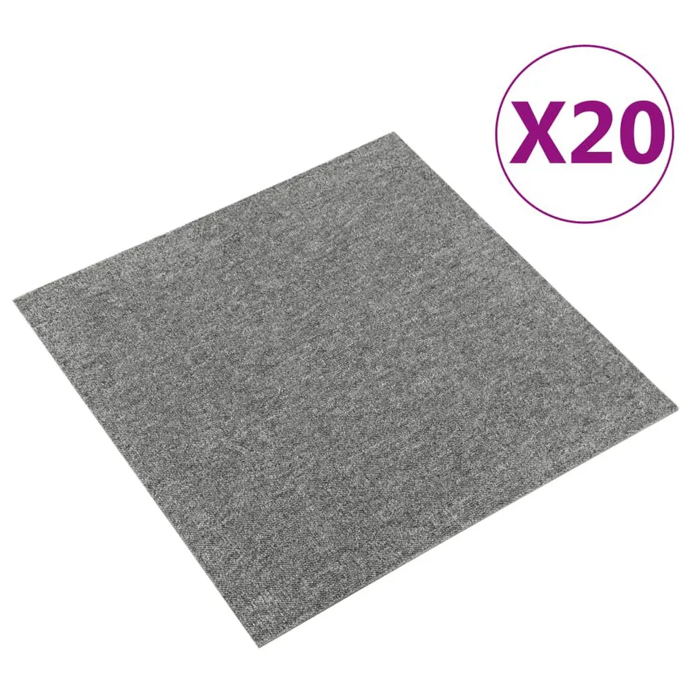 Dalles de tapis de sol 20 pcs 5 m² 50x50 cm Gris