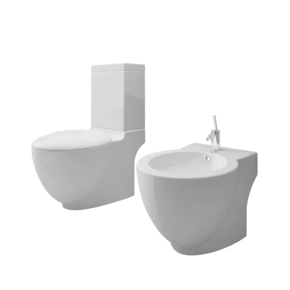 Ensemble de bidet et toilette Céramique Blanc