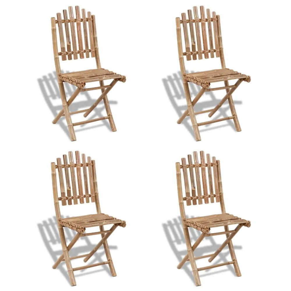 Chaises pliables d'extérieur Bambou 4 pcs