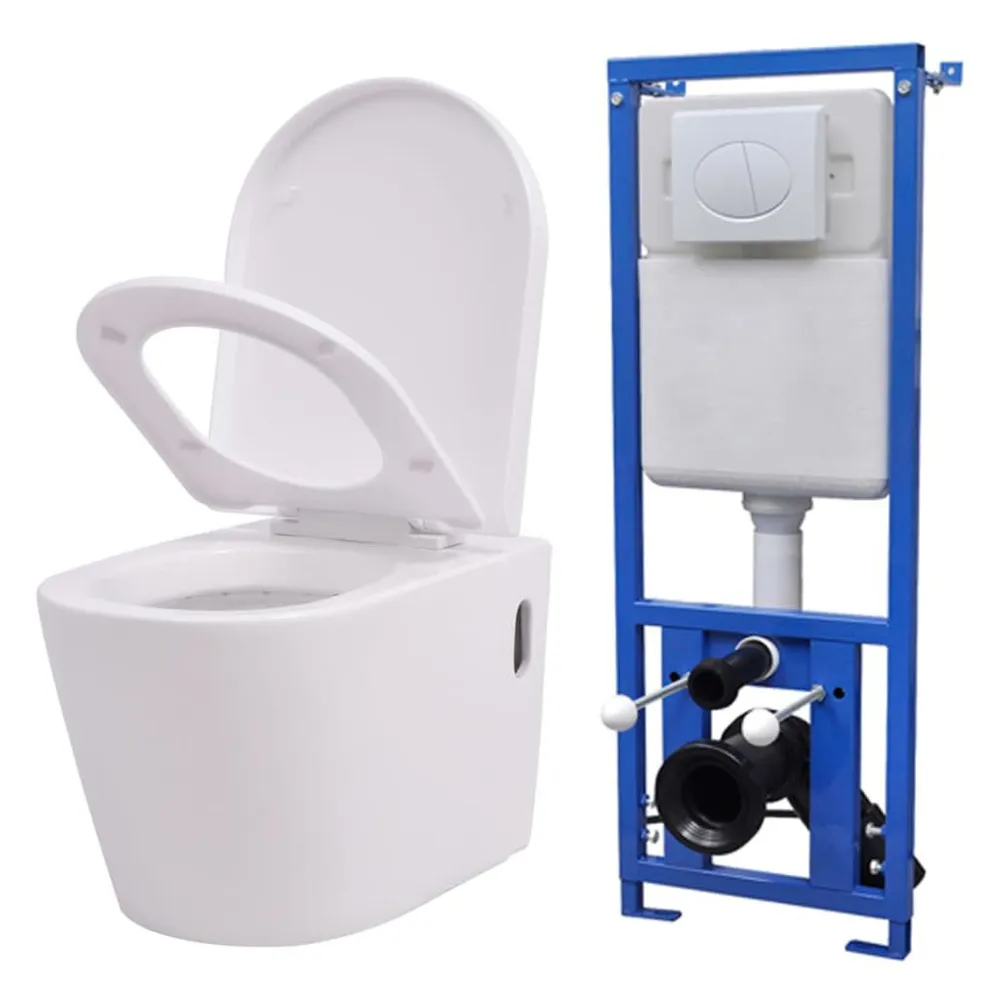 Toilette murale avec réservoir caché Céramique Blanc