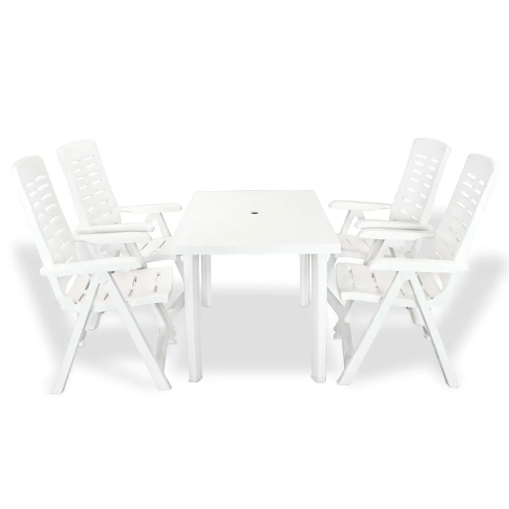 Mobilier à manger d'extérieur 5 pcs Plastique Blanc