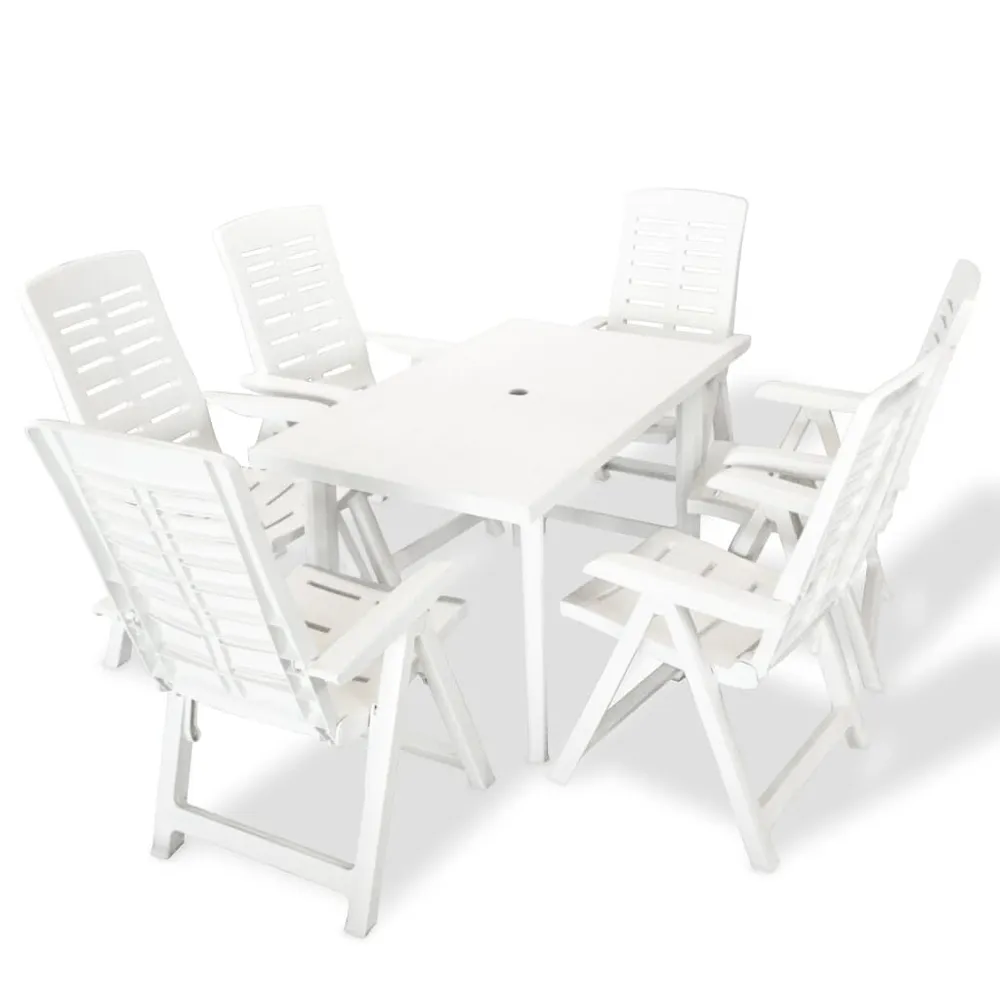 Ensemble à manger d'extérieur 7 pcs Plastique Blanc