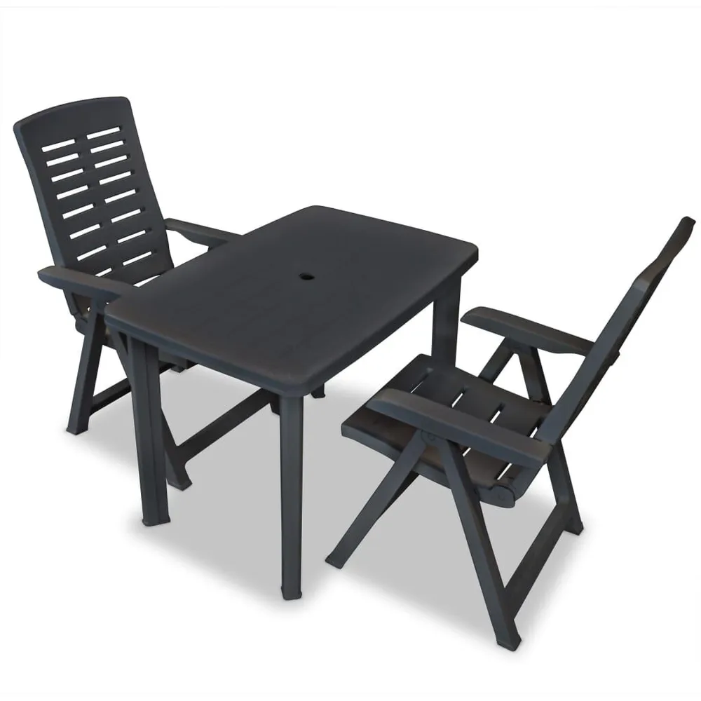 Ensemble de bistro 3 pcs Plastique Anthracite