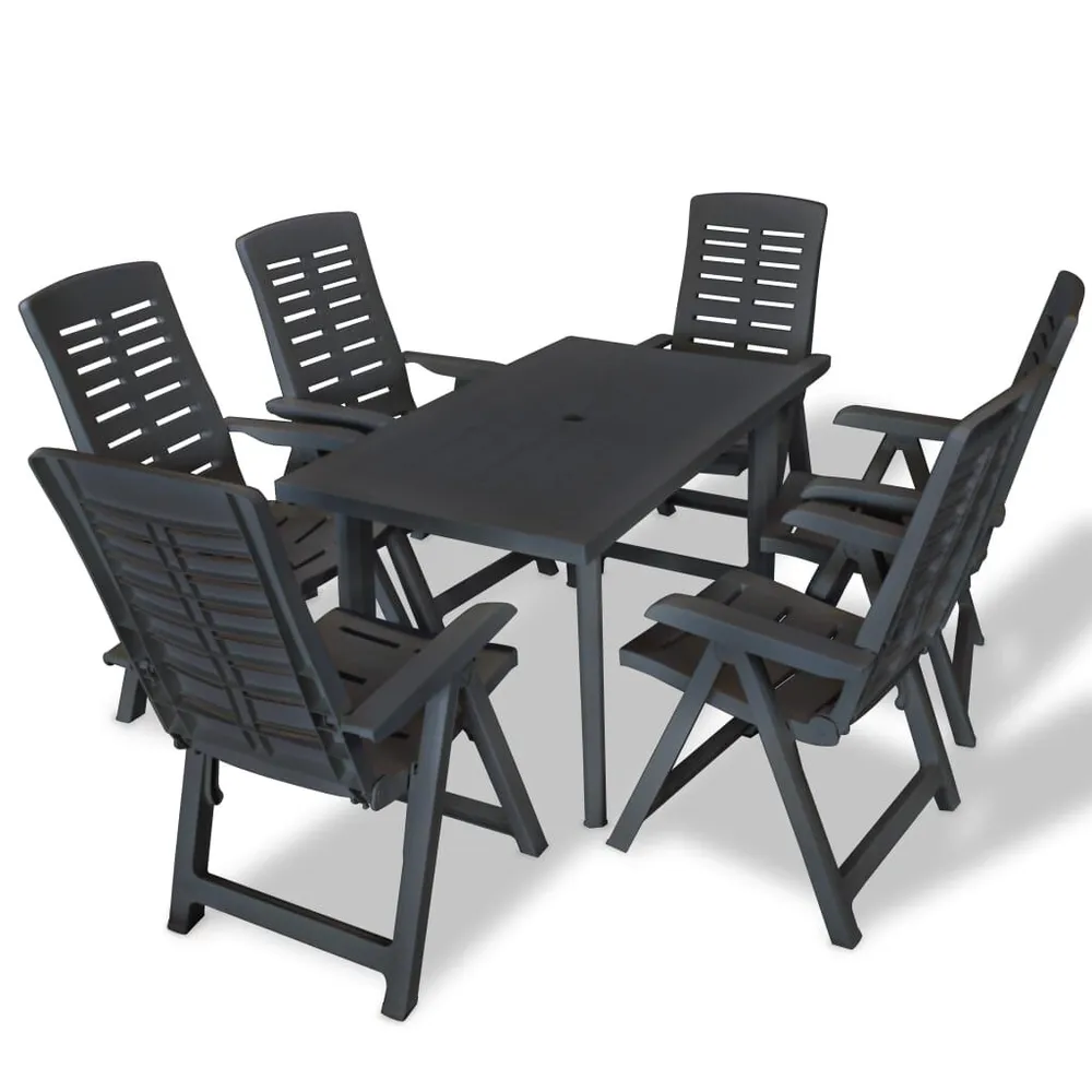 Ensemble à manger d'extérieur 7 pcs Plastique Anthracite