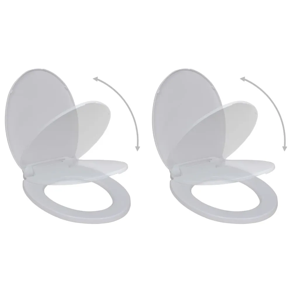 Abattant WC avec frein de chute 2 pcs Plastique Blanc