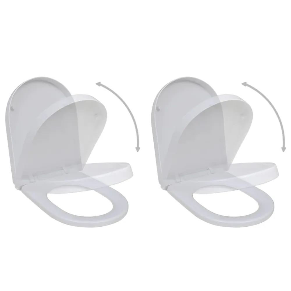 Sièges de toilette avec couvercles 2 pcs Plastique Blanc