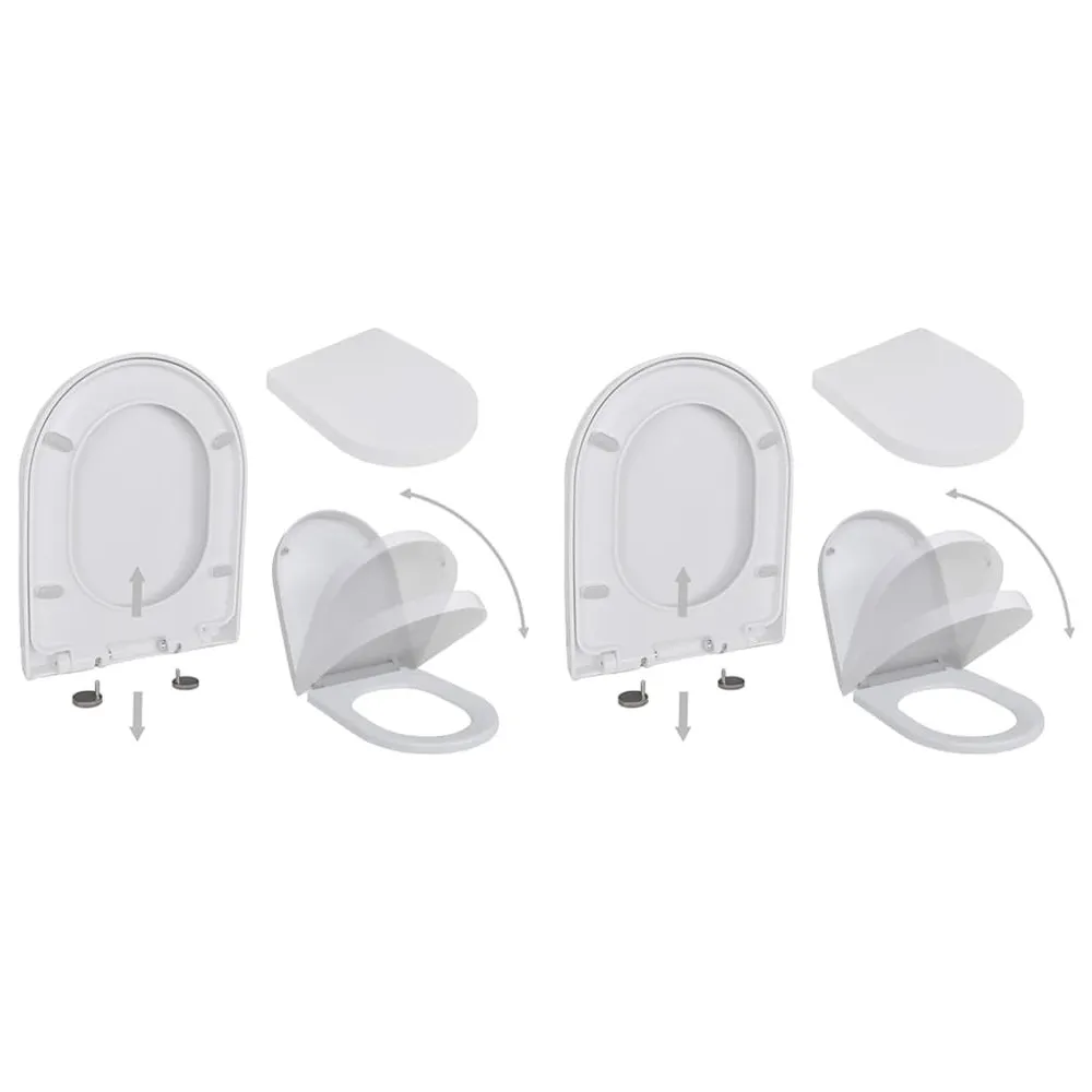 Abattant WC avec frein de chute 2 pcs Plastique Blanc