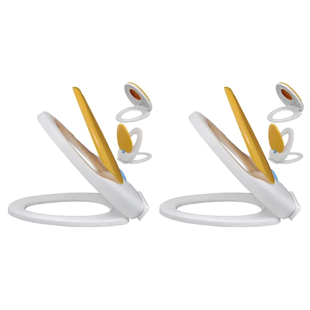 Sièges de toilette et couvercles 2 pcs Plastique Blanc et jaune