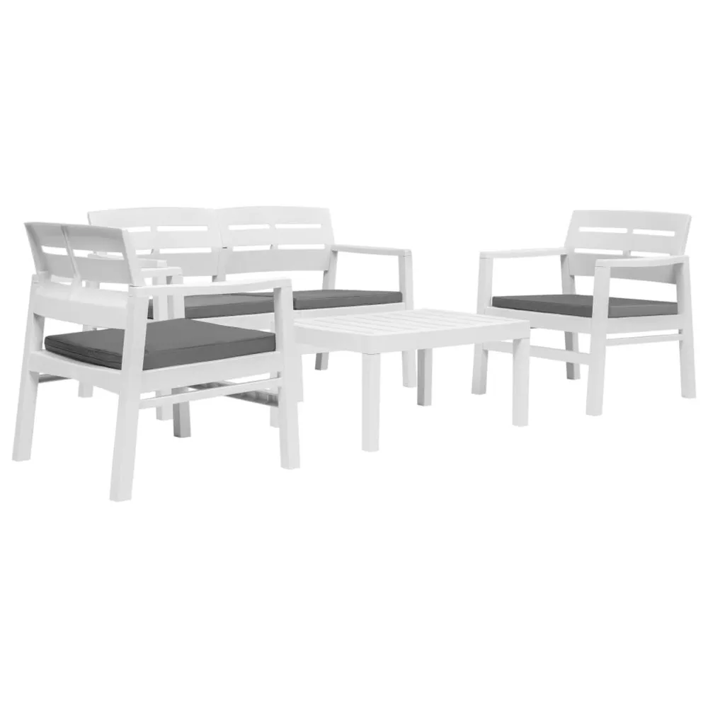 Salon de jardin 4 pcs plastique blanc