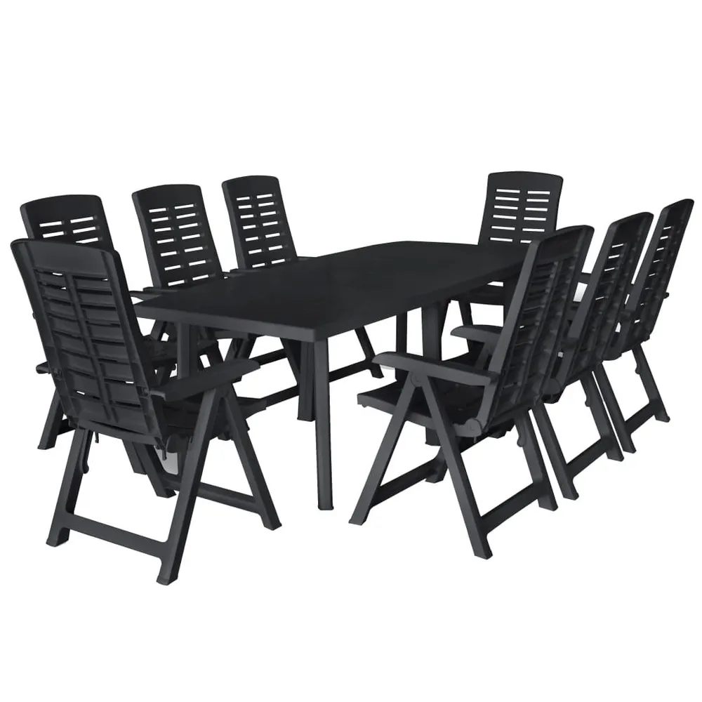 Ensemble à manger d'extérieur 9 pcs Plastique Anthracite