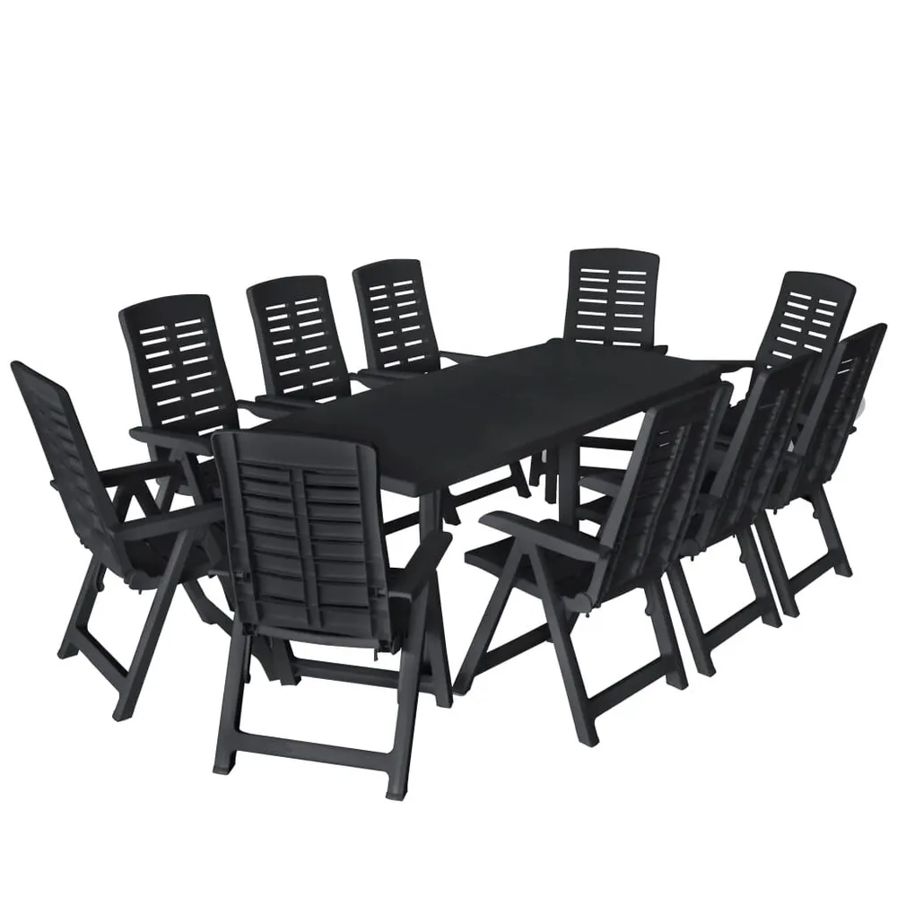 Ensemble à manger d'extérieur 11 pcs Plastique Anthracite