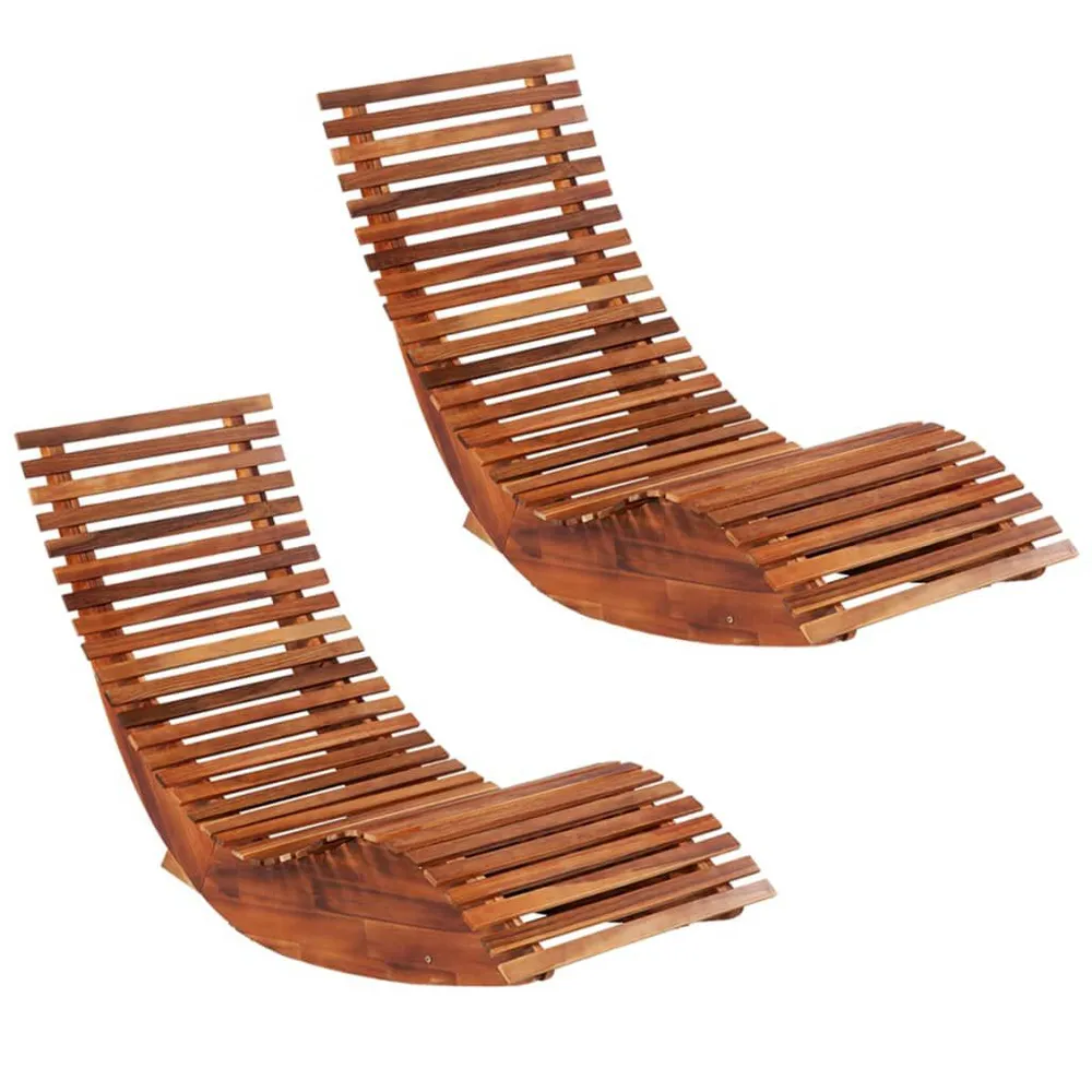 Chaises longues basculantes lot de 2 bois d'acacia