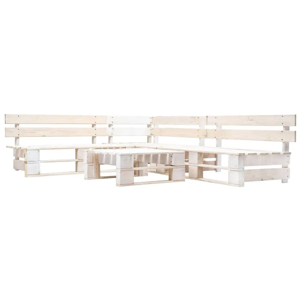 Salon de jardin palette 4 pcs Bois Blanc