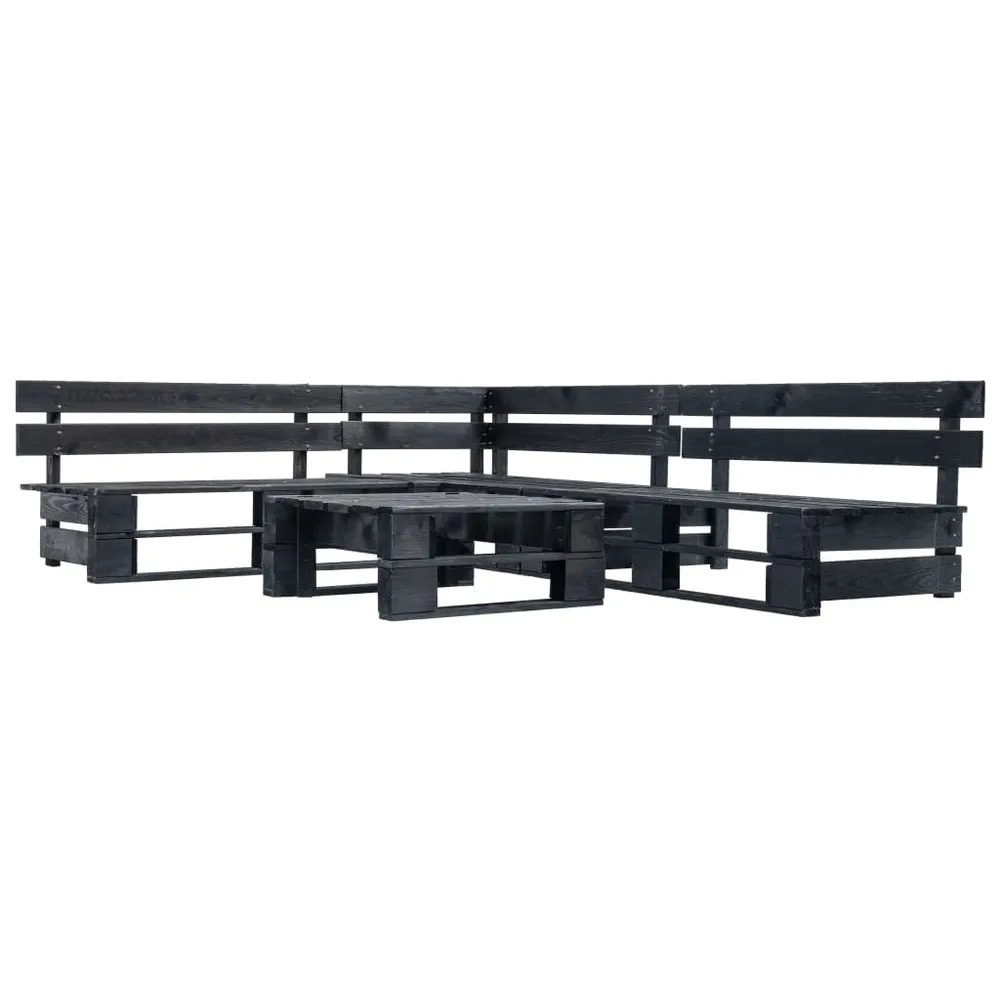 Canapés de jardin palette 4 pcs noir bois