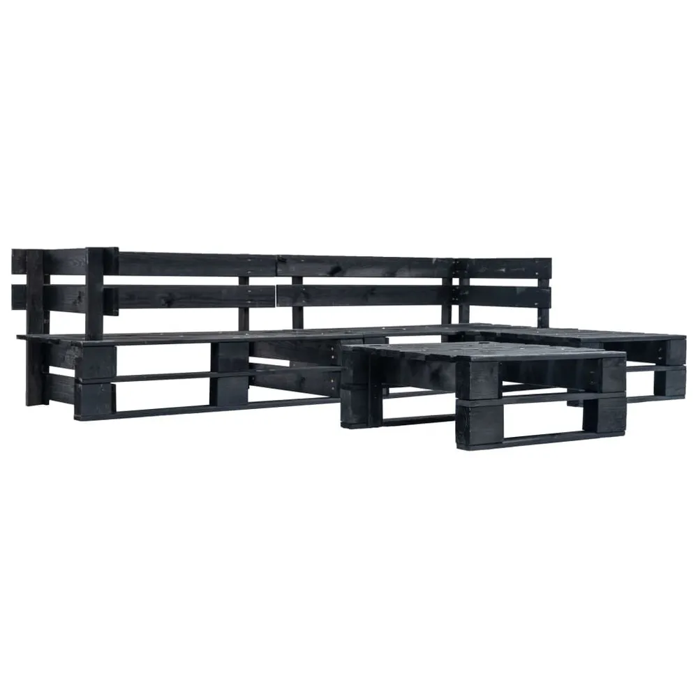 Canapés de jardin palette 4 pcs Noir Bois