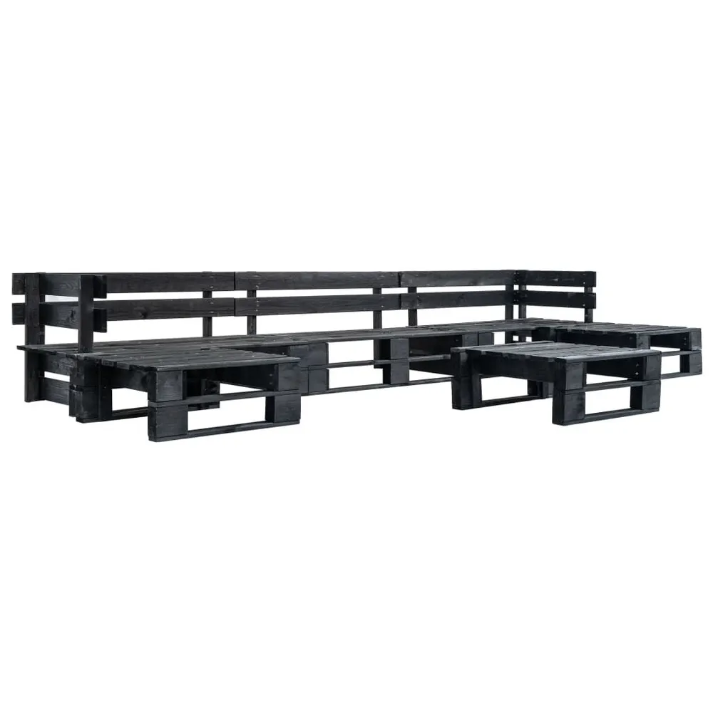 Canapés de jardin palette 6 pcs Noir Bois