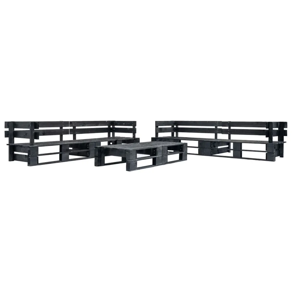 Canapés de jardin palette 6 pcs noir bois