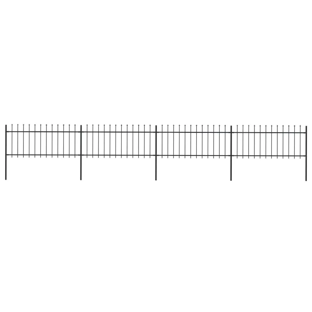 Clôture de jardin avec dessus en lance Acier 6,8x0,8 m Noir