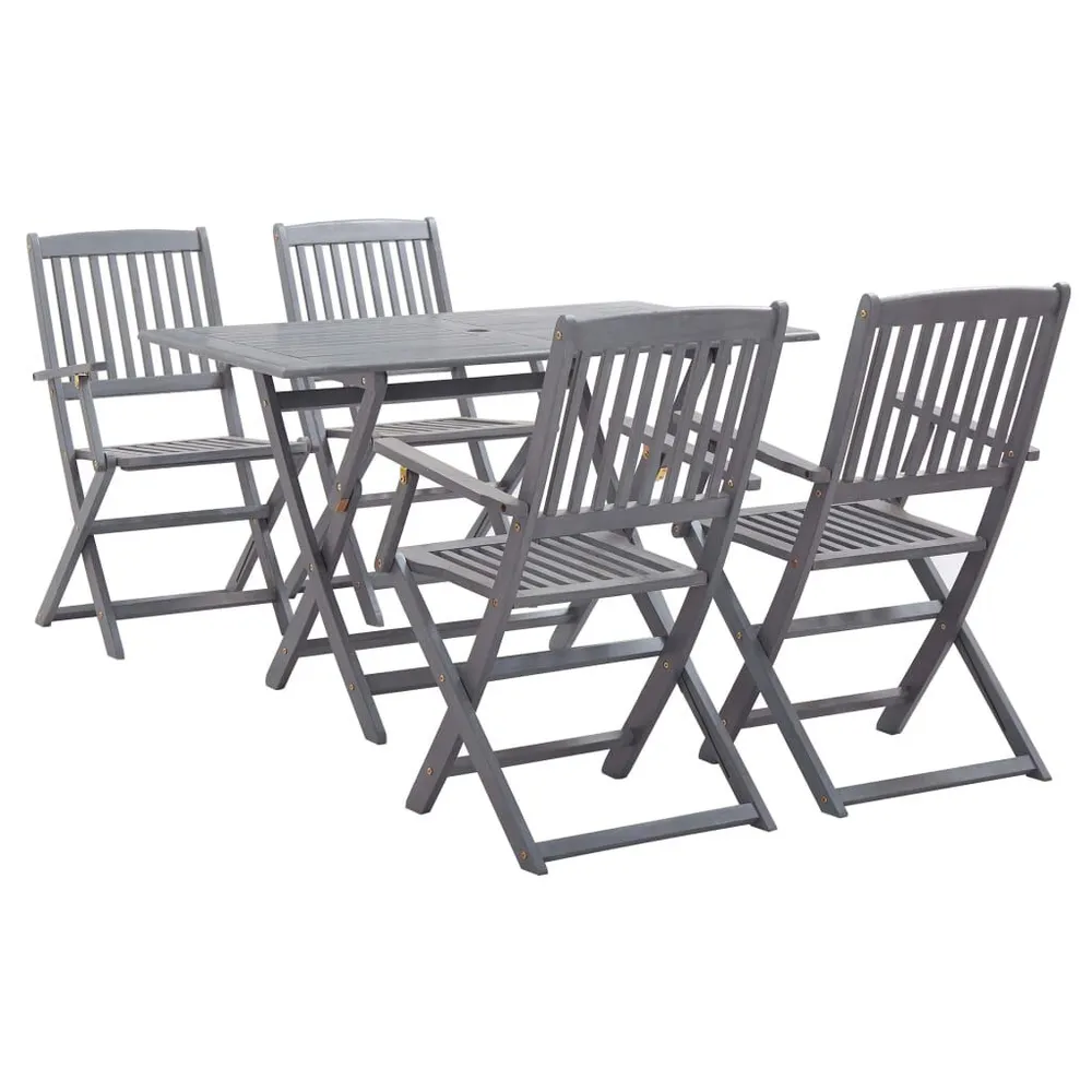 Ensemble à manger de jardin 5 pcs Bois d'acacia massif Gris