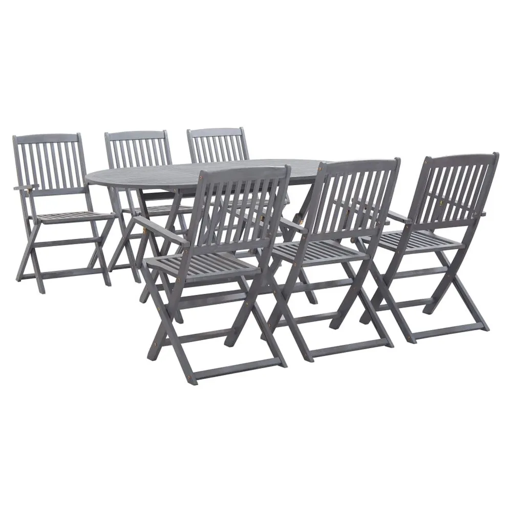 Ensemble à manger de jardin 7 pcs Bois d'acacia massif Gris