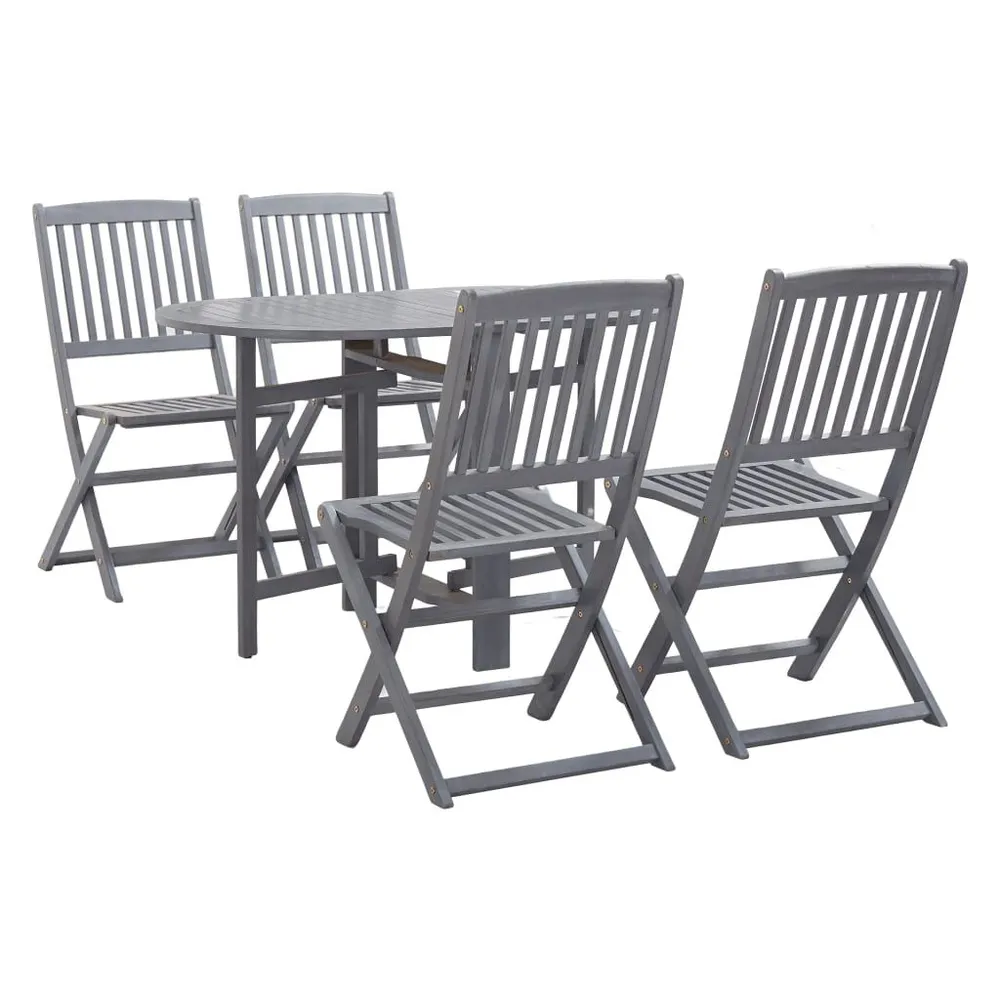 Ensemble à manger de jardin 5 pcs Bois d'acacia massif Gris