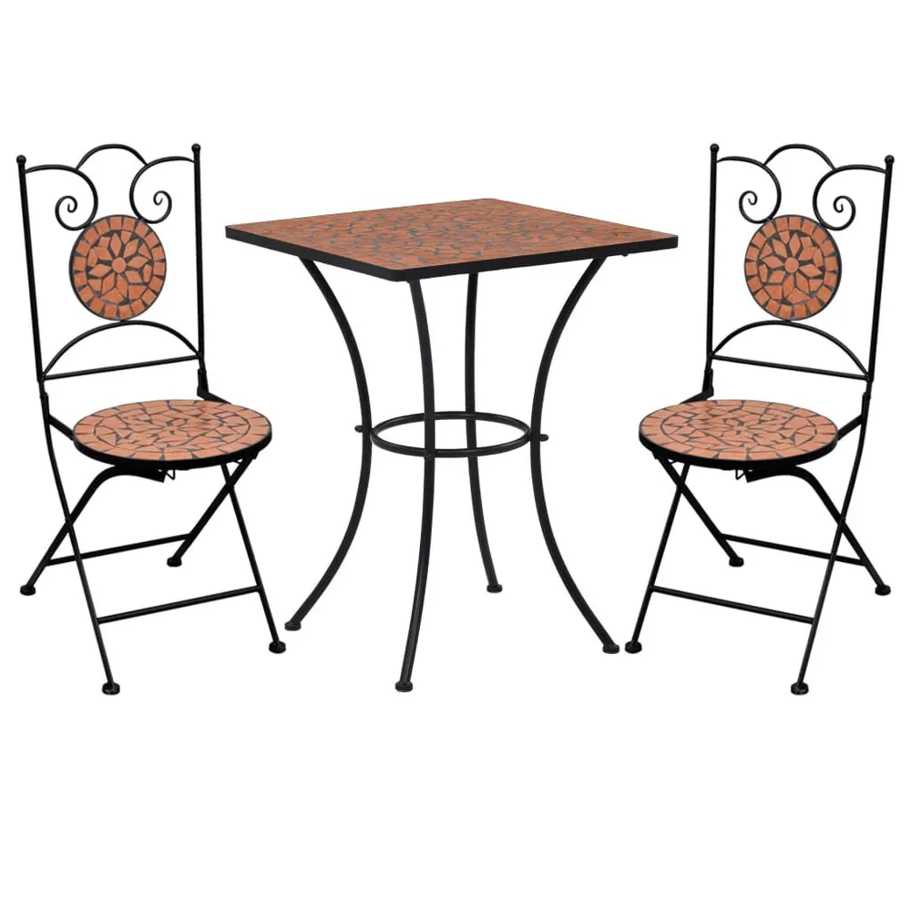 Ensemble de bistro 3 pcs mosaïque Carreau céramique Terre cuite