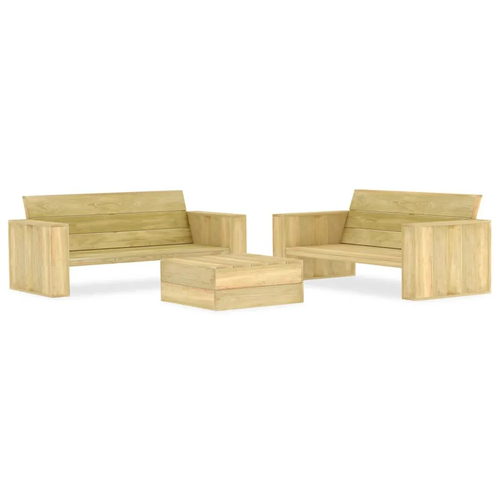 Salon de jardin 3 pcs Bois de pin imprégné