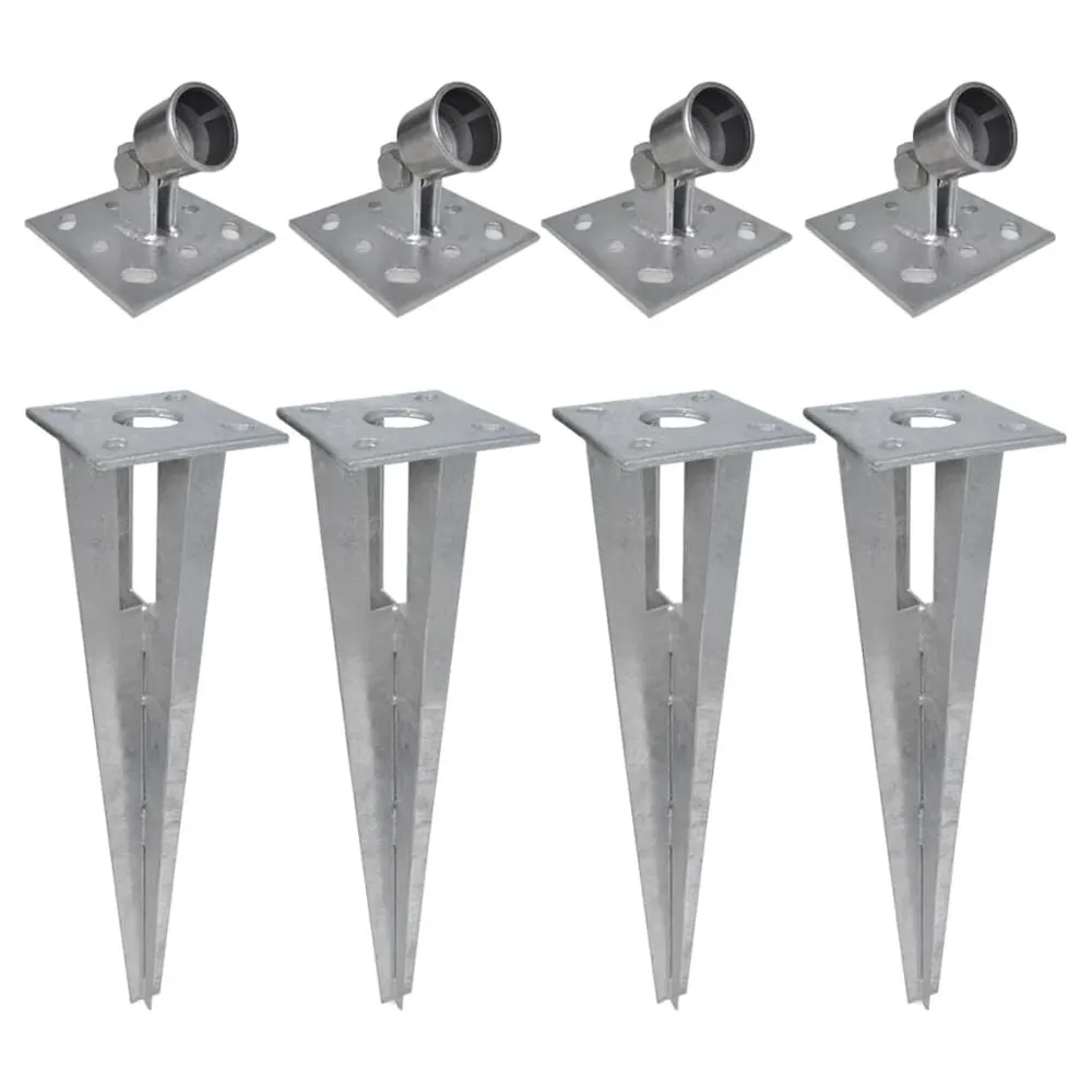 Piquets de poteau d'appui 4 pcs Acier