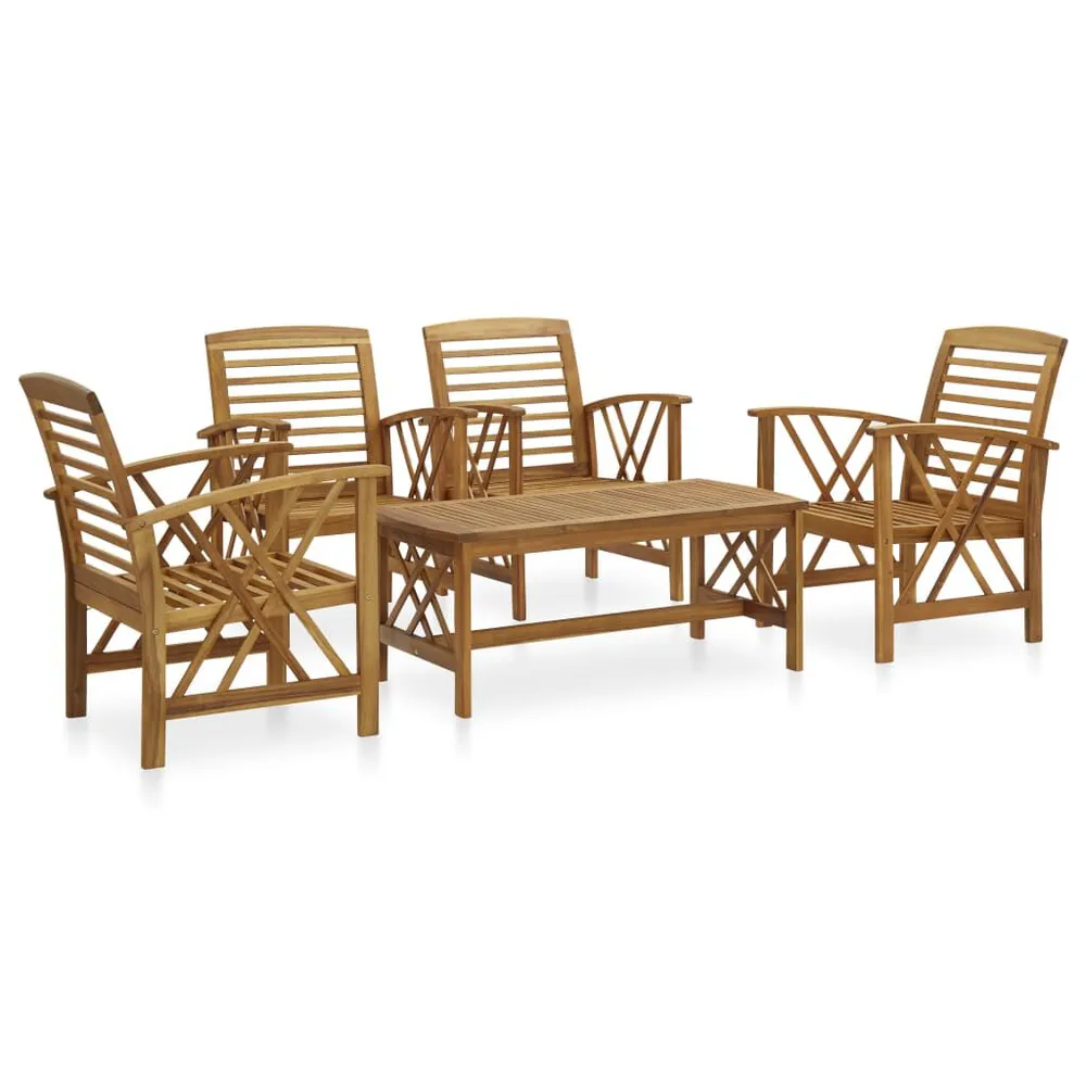 Salon de jardin 5 pcs Bois d'acacia massif