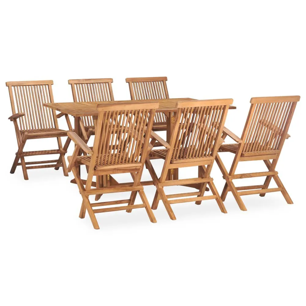 Ensemble à manger d'extérieur pliable 7 pcs Bois solide de teck