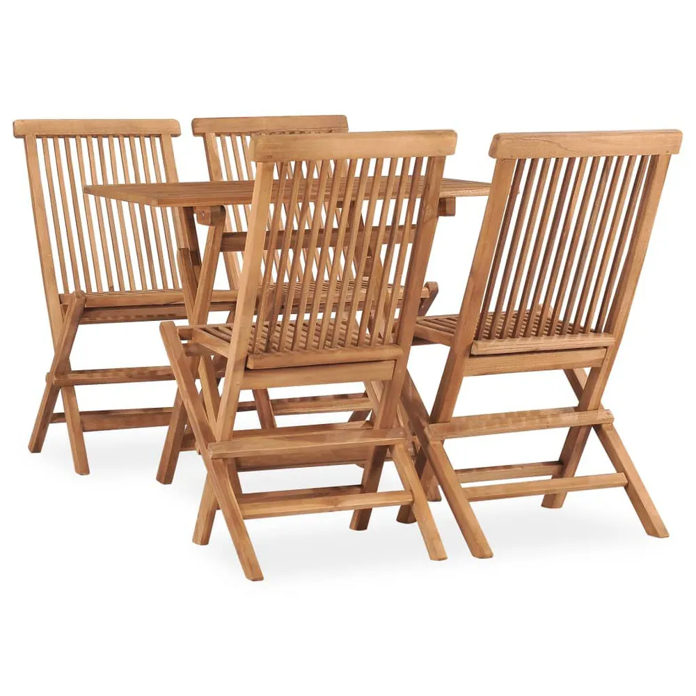 Ensemble à manger d'extérieur pliable 5 pcs Bois solide de teck